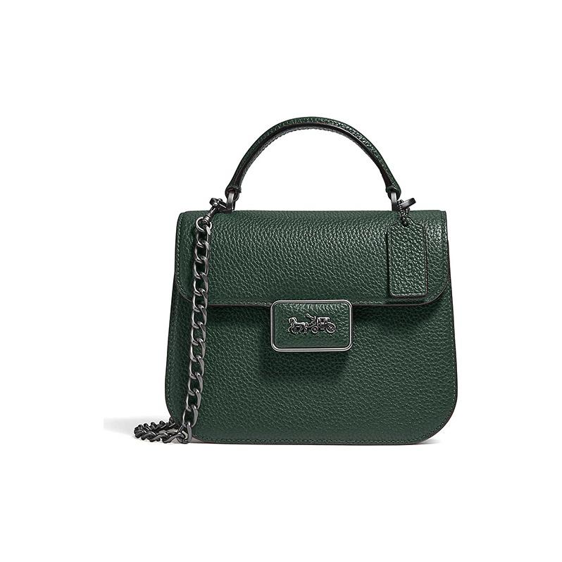 

Coach Alie 21 Carriage Buckle Top Handle Pebble Leather Chain Bag Women handbags Jungle-Green C4820-V5RFT Basic Set (Bag+Dust Bag)