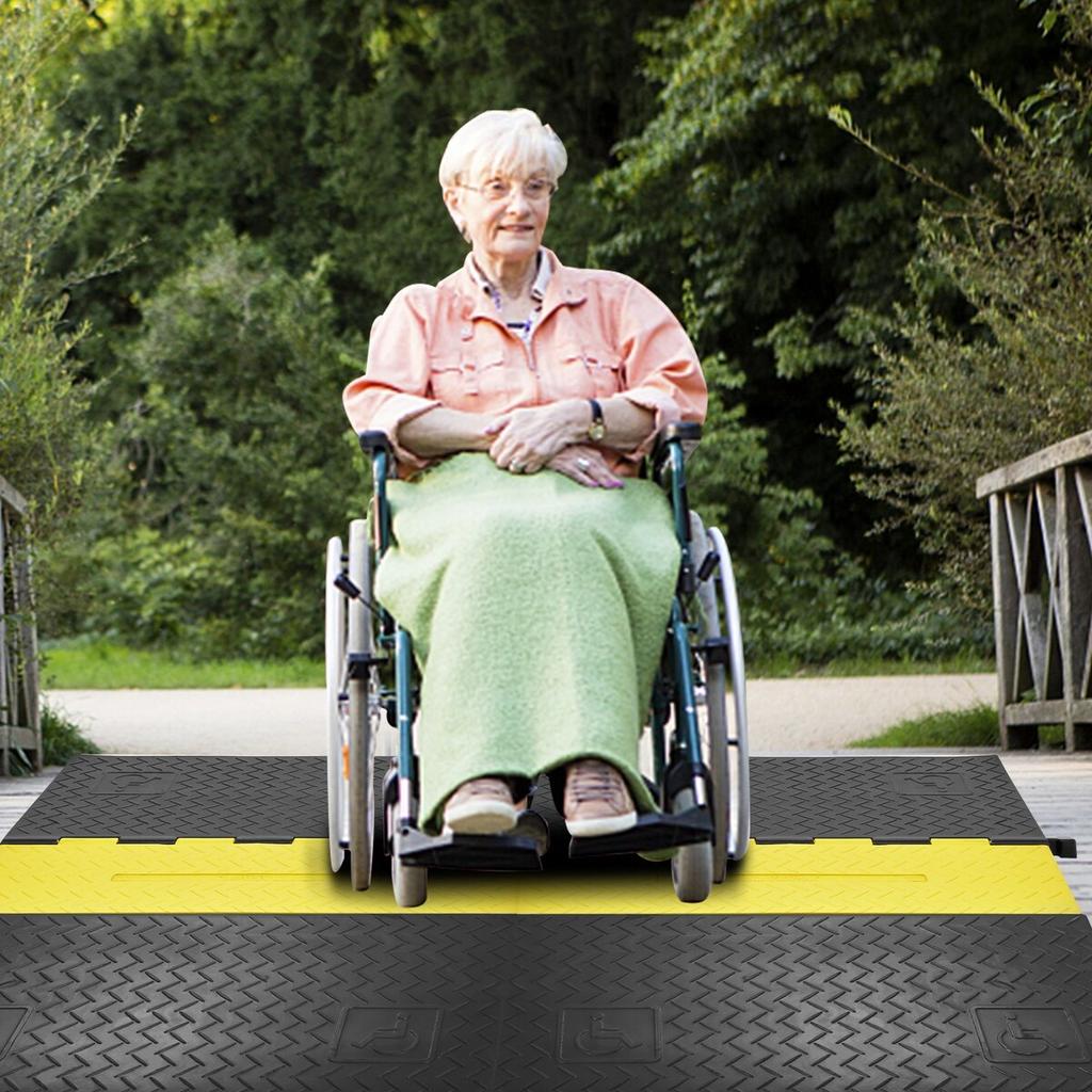 Rubber Cable Protector Ramp, 5 Channel, 22000 Lbs/axle Capacity Heavy Duty Wire Cover Ramp Hose Cord Ramp Driveway, Traffic Speed Bump with Flip-Open