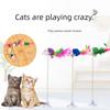 1PC Spring Mouse Colorful Suction Cup with Feather Teasing Stick Pet Toy