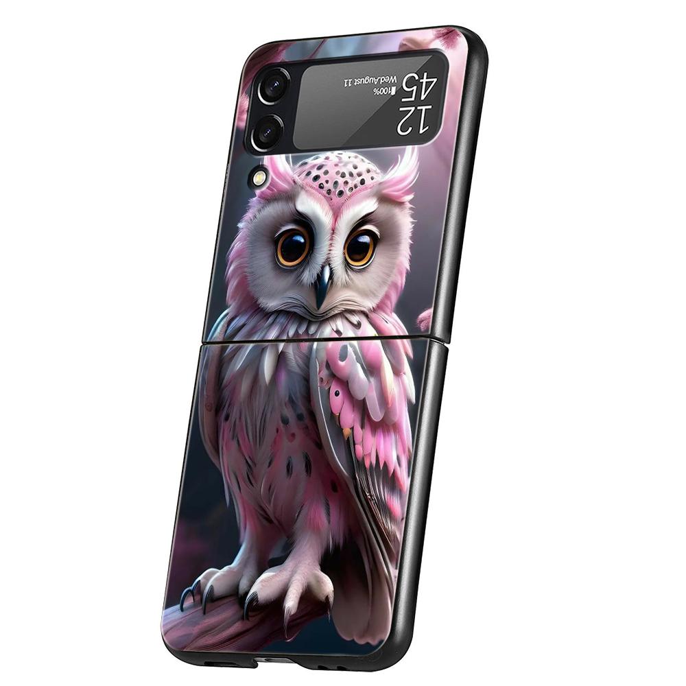 

Cute Owl Hard PC Phone Case For Samsung Galaxy Z Flip 7 6 5 4 Black Cover For Galaxy Z Flip 3 Foldable Capas Fundas Coque Bags Z Flip