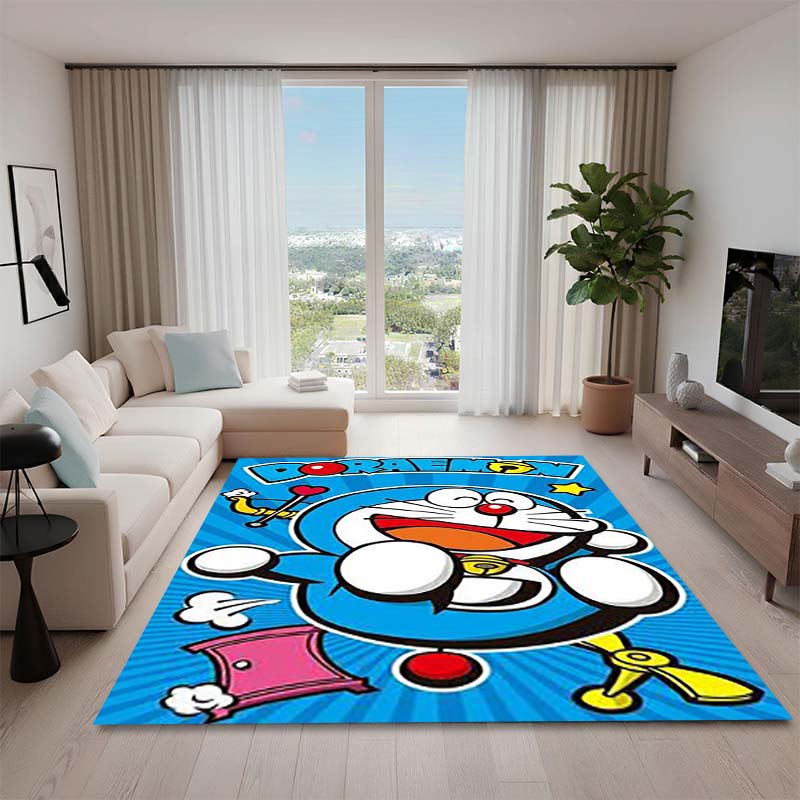 Cute Doraemon Rug, Suitable for Playrooms, Bedrooms, Living Rooms, Sofas, and Other Home Décor; Non-slip Children's Mat.