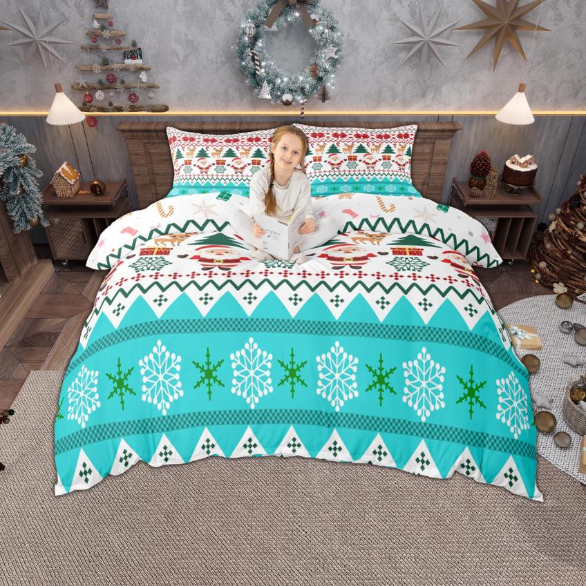 Homewish Christmas Tree Duvet Cover Set for Boys Girls, Happy New Year Bedding Set, Merry Xmas Quilt Cover Set for Kids Bedroom