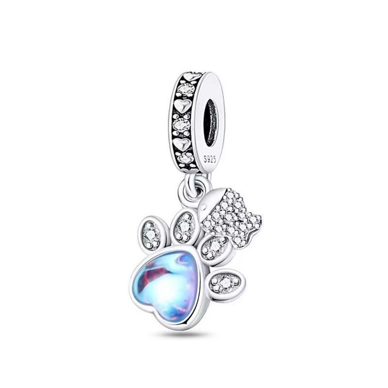 Crystal Blue Butterfly,Moon Bead Crab,Dragonfly Pendant 925 Silver European Original Bracelet DIY Accessories Exquisite Jewelry