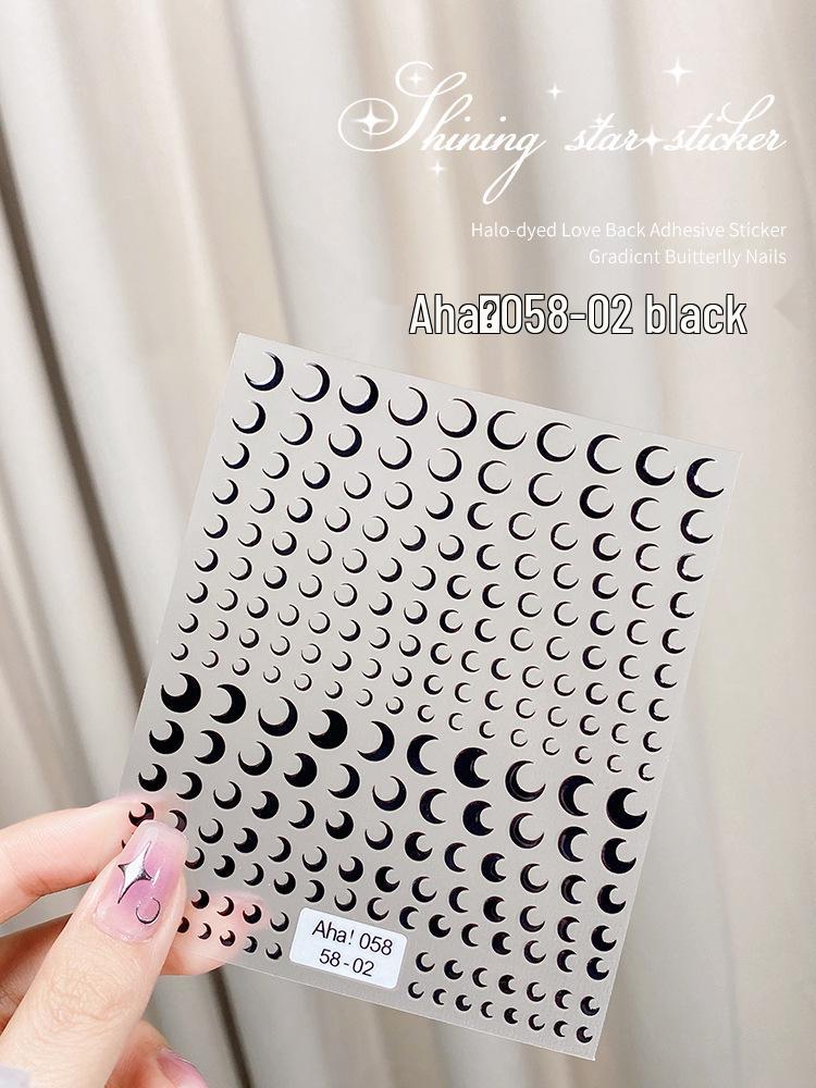 Starlight Silver Star & Crescent 3D Nail Art Stickers