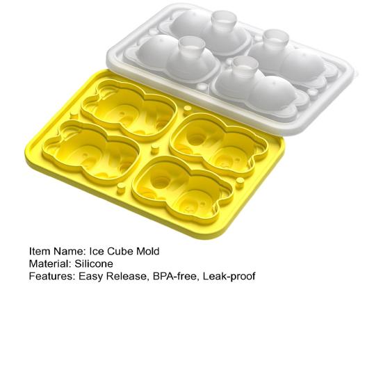 Bärenförmige Silikon-Eiswürfelform mit Deckel Lebensmittelqualität Leicht zu lösende Form Auslaufsicher Stapelbarer Eiswürfelbereiter Unverzichtbar für die Hausbar