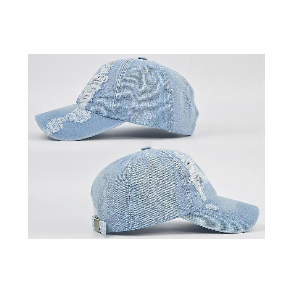 Casquette de baseball en jean de coton délavé avec trous casquette de baseball simple visière légère pièce unique