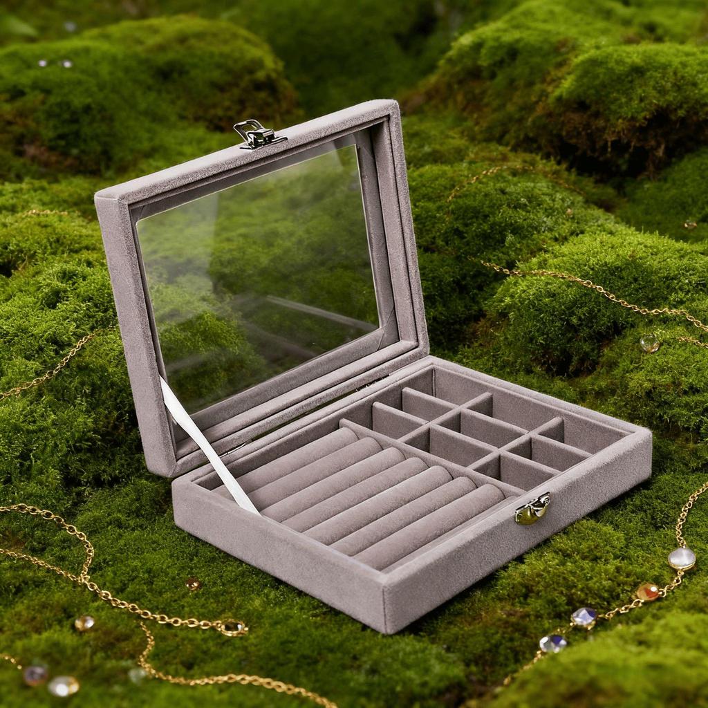 Premium Jewelry Storage Box with Transparent Lid for Earrings, Rings, Necklaces, and Pearls