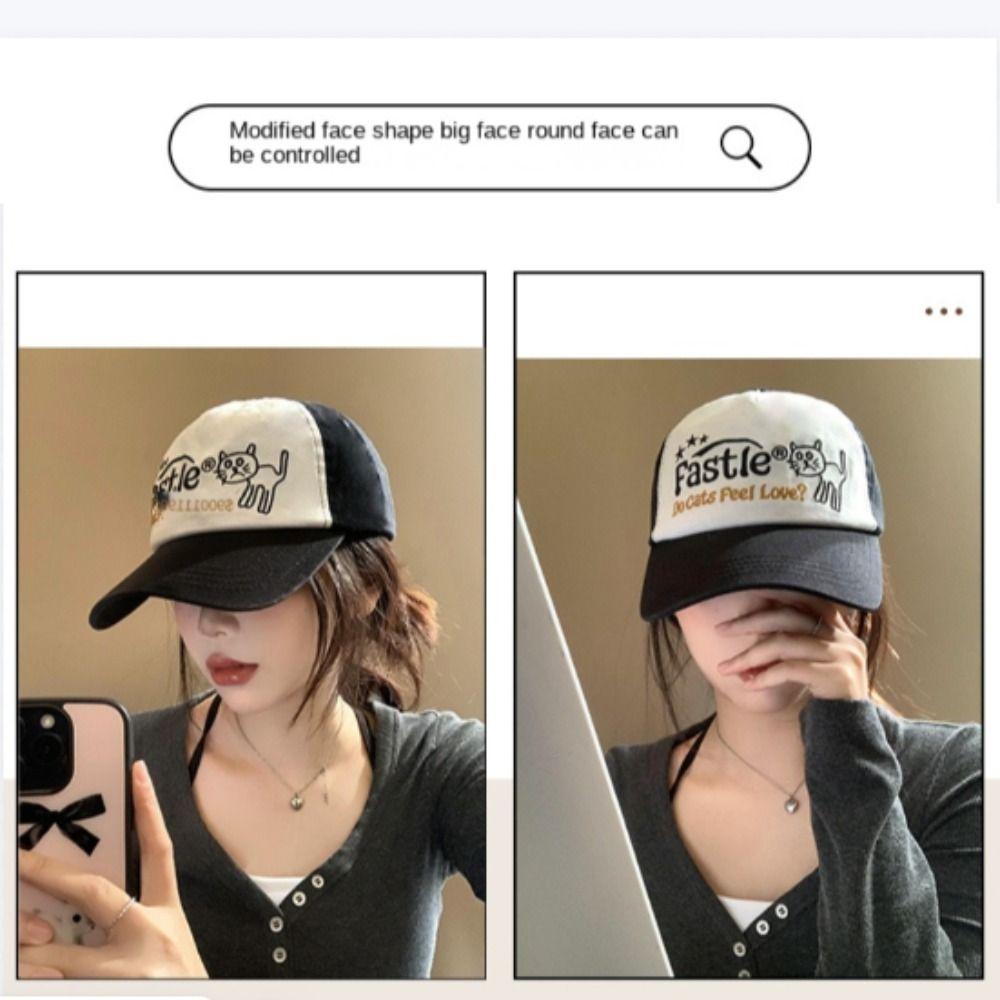 Hip Hop Color Contrast Baseball Cap Wide Brim Curved Brim Hat Fashion Cartoon Peaked Cap  Daily