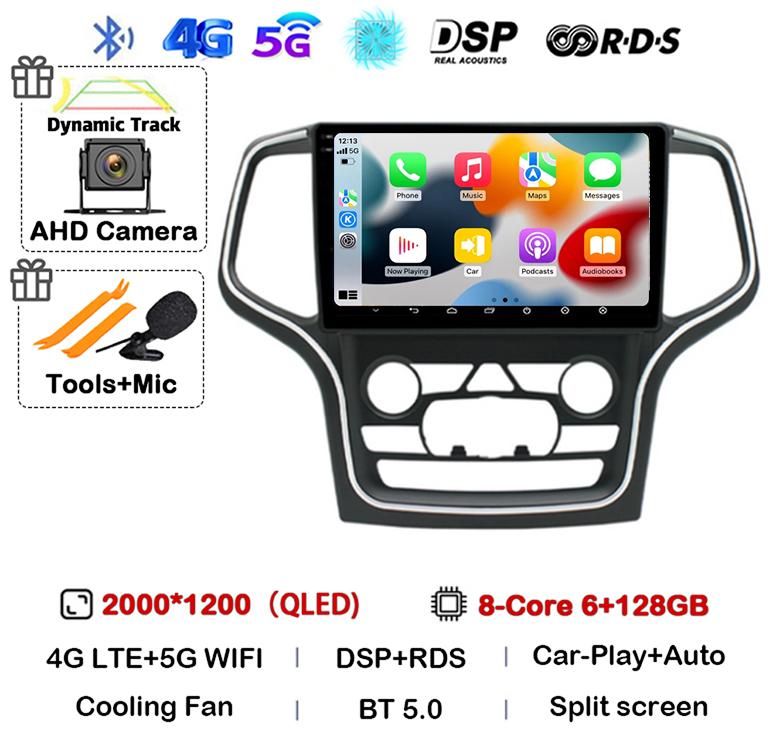 Android 14 Wireless Carplay Auto 4G+WIFI For Jeep Grand Cherokee WK2 2014-2017 Navigation GPS Car Radio Multimedia Video Player