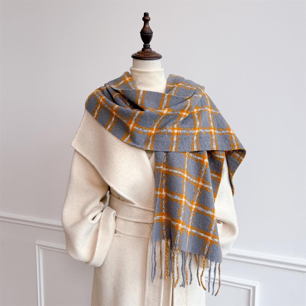 2025 Cold-Proof Winter Women Scarf Thick Warm Tassels Shawls Pashmina Stripe Designer Neckerchief Cashmere Lady Luxury