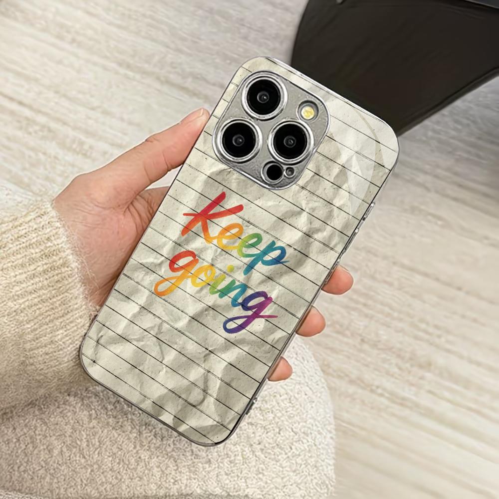 Colorful motivational paper phone case for funda iphone for iphone 17 pro max cover glass for iPhone 17 16 15 14 13 pm Pro Plus
