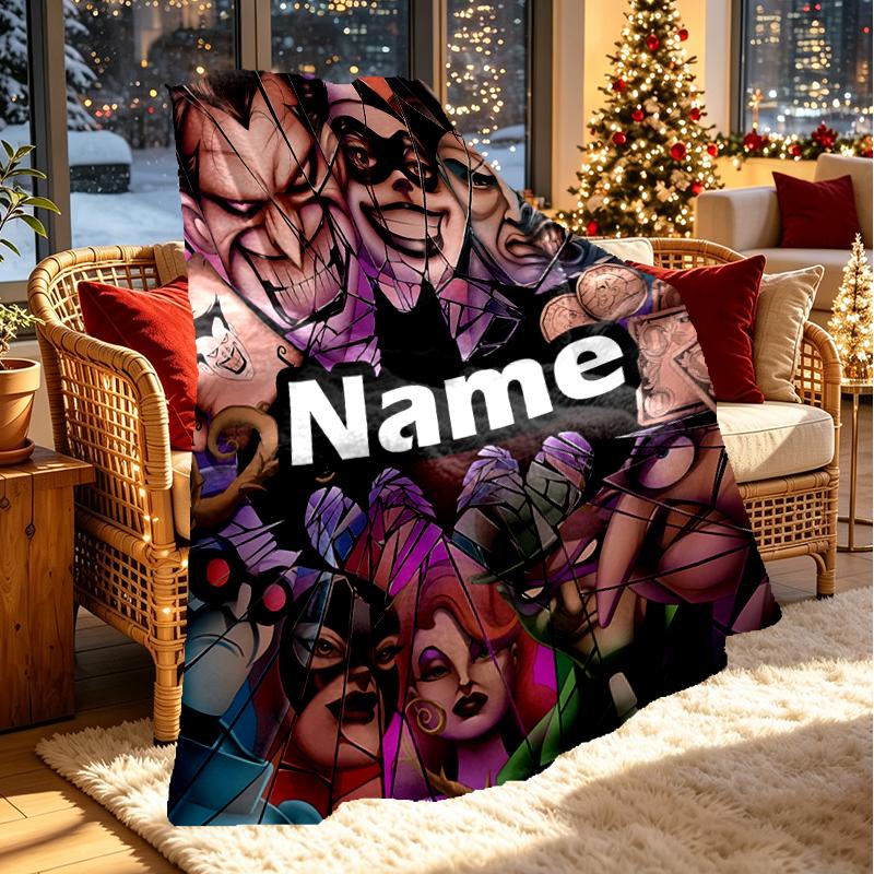 Custom Name Personalized Batman Print Blanket, Home Decor, Bedroom, Sofa, Camping, Couch, Gifts for Birthday Christmas