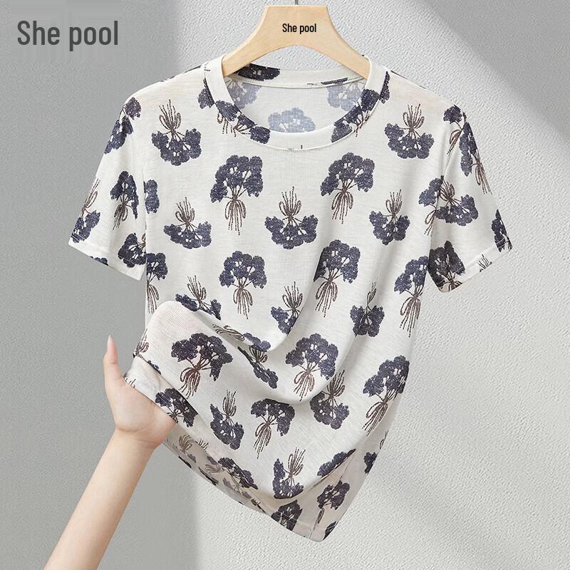 Women s Loose Fit Printed Short Sleeve T-Shirt One Size