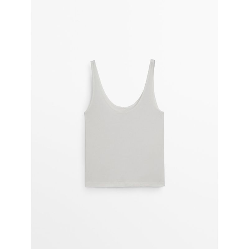 Za2024 Spring-Summer New Type Women's Clothing Gray U-Collar Tank Top Sleeveless T-shirt Tops 06202755 802