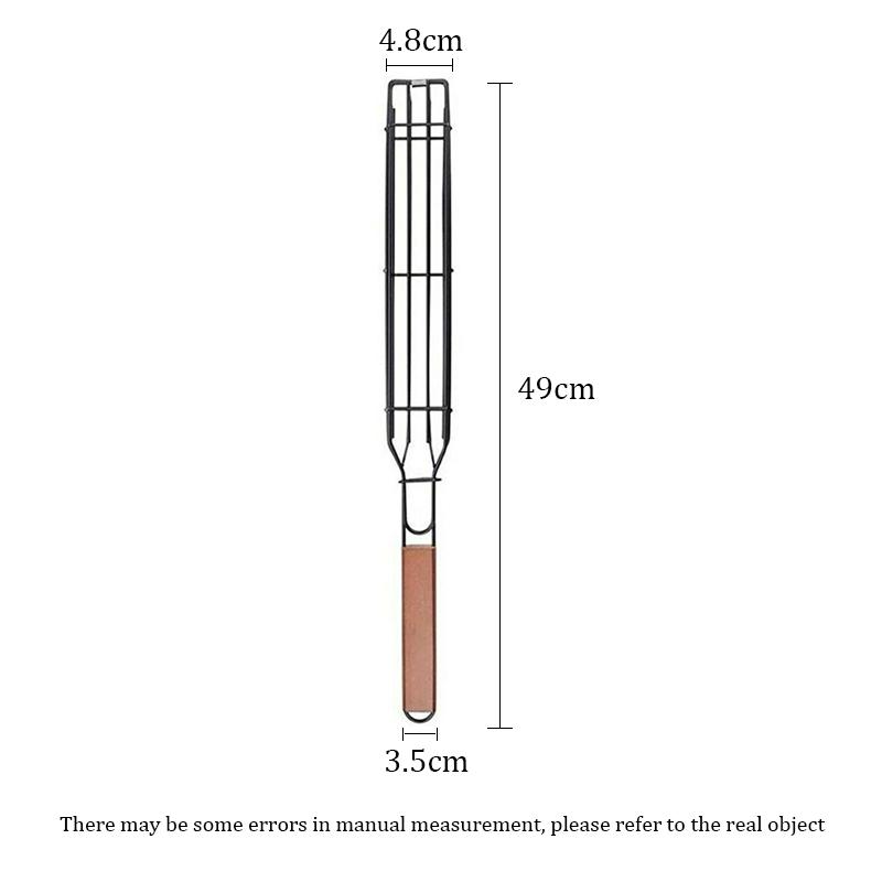 Langlebiger BBQ-Grillkorb, einfach umzudrehen, Kebab-Grillkörbe, Spieße mit Holzgriff, Küchen-Grillzubehör