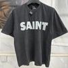 Unisex Unisex Couple Classic Green Box Logo Print Saint Tshirt Top Quality Cotton Oversized Tee Tops Vintage Washed Black T Shirt