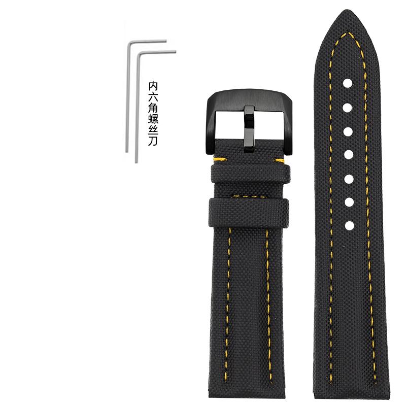 For BLANCPAIN Co branded Fifty Fathoms Five Oceans Nylon silicone bottom Watch Strap Black Men's Canvas Bracelet 22MM Watchband