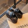 Kids Girls Soft Sole Black Casual Princess Leather Loafer Shoes