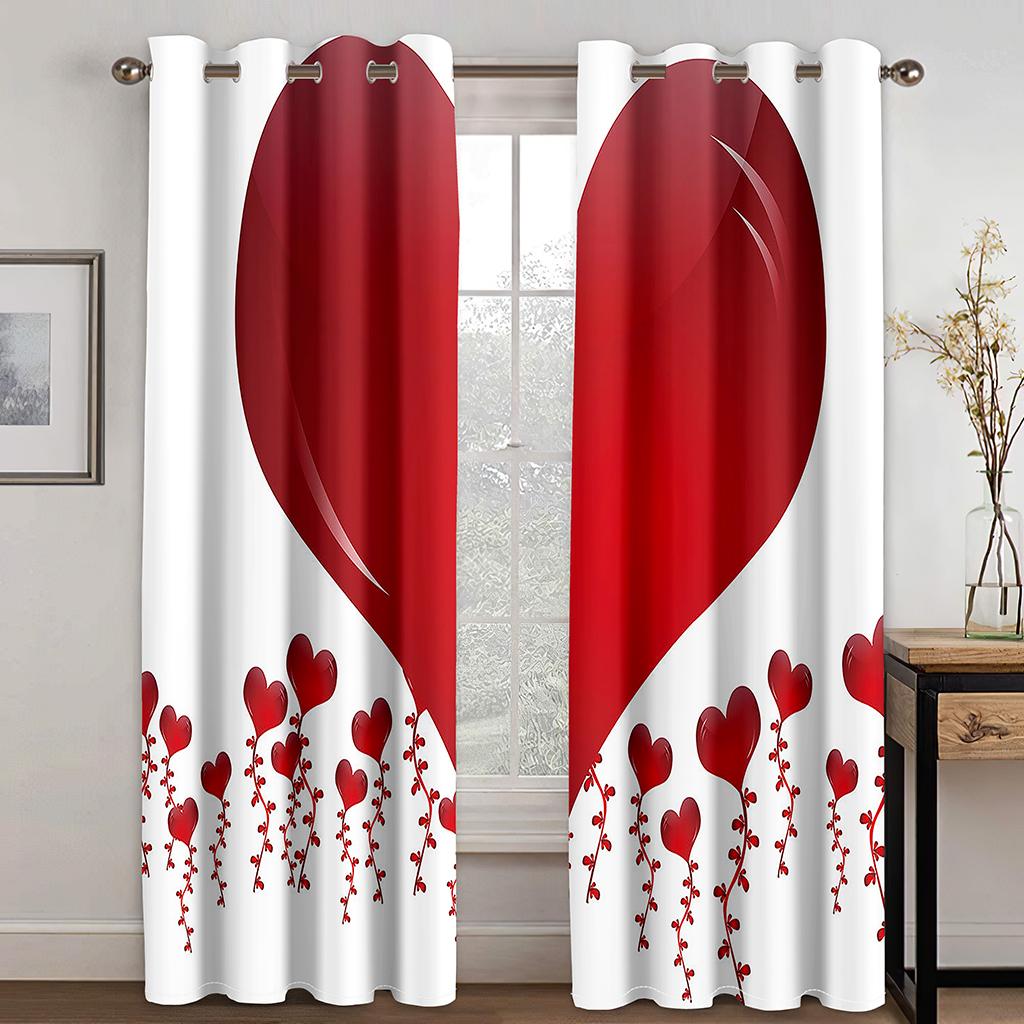 Luxury Heart Love Diomand Pink Girl Diadema Window Curtains Blinds for Living Room Kids Bedroom Kitchen Door Home Decor 2Pcs