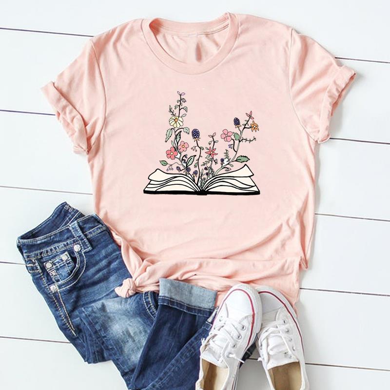 Feather Lovely Tee Top Fashion T Shirt Clothing 90s Sweet Style Trend Casual Short Sleeve Women Print Lady Female Graphic T-shirt