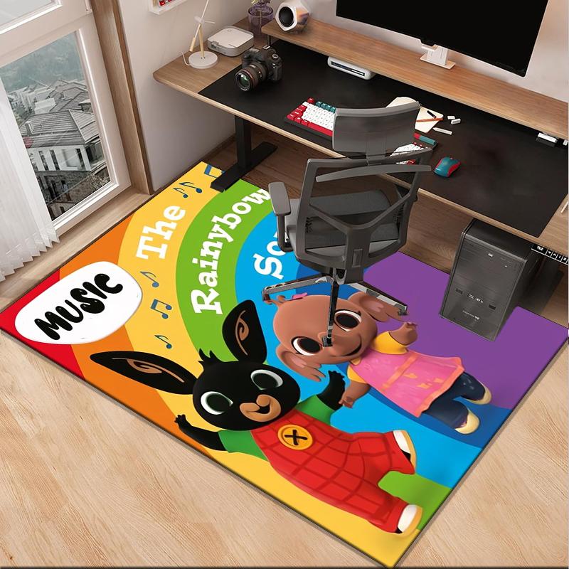 Bunny And Friends Adventure Office Rug Chair Mat, Game Carpet, Suitable for Front Door, Bedroom, Living Room, Desk, Holiday Gift