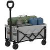 60L Foldable Festival Trolley on Wheels, Collapsible Wagon Cart with Drop-Down Tailgate, Adjustable Handle, Grey