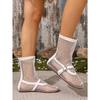 Women's Spring-Summer Breathable Mesh Roman Style Flat Round-Toe Sandals, Sexy Hollow Short Boots, Black Trendy Footwear.