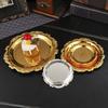 Artistic Iron Serving Tray Produced as Cake Stand or Fruit Dish with Retro Floral Pattern and Stable Base