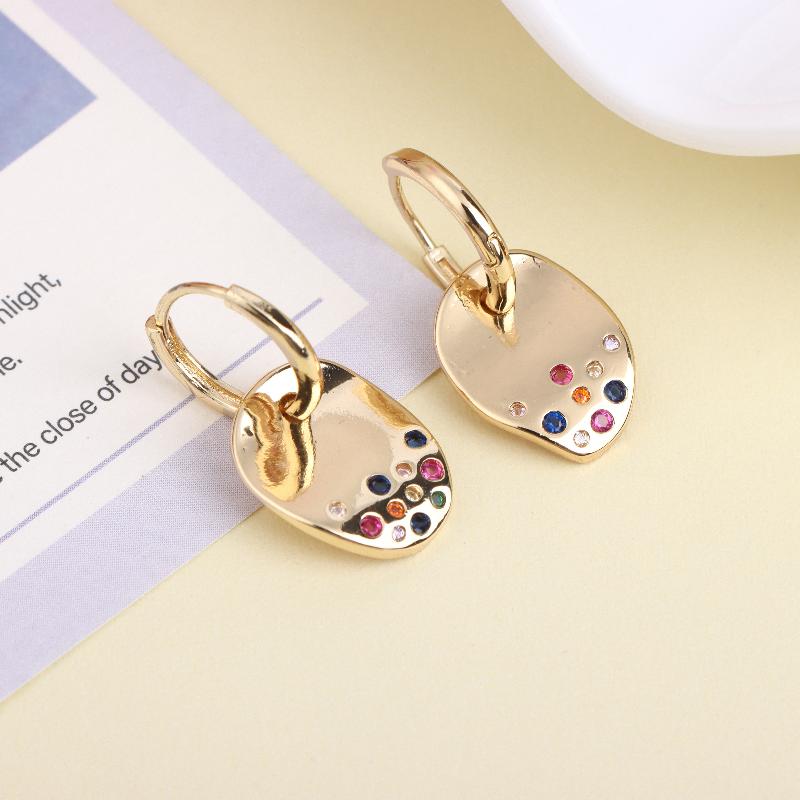 Brincos Pendentes Irregulares de Círculo Dourado com Zircônias Coloridas para Mulheres Brilhantes Brincos de Festa Joia Presente