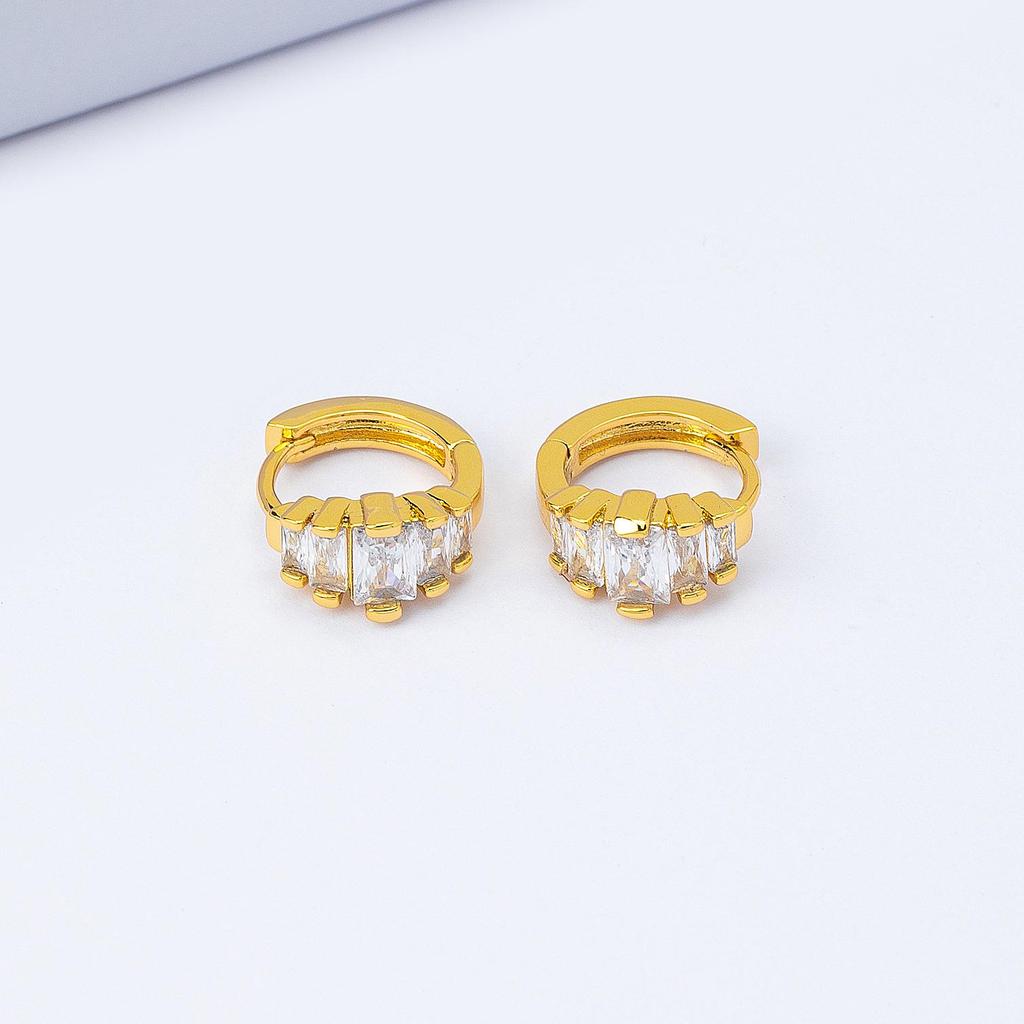 18K Gold-Plated Zircon Diamond Hoop Earrings, Vintage Chinese Style, Women's Light Luxury Trend