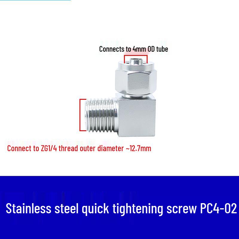 304 Stainless Steel Pneumatic Quick Connect Fitting for Air Hose and PTFE Tube, PC8-02.