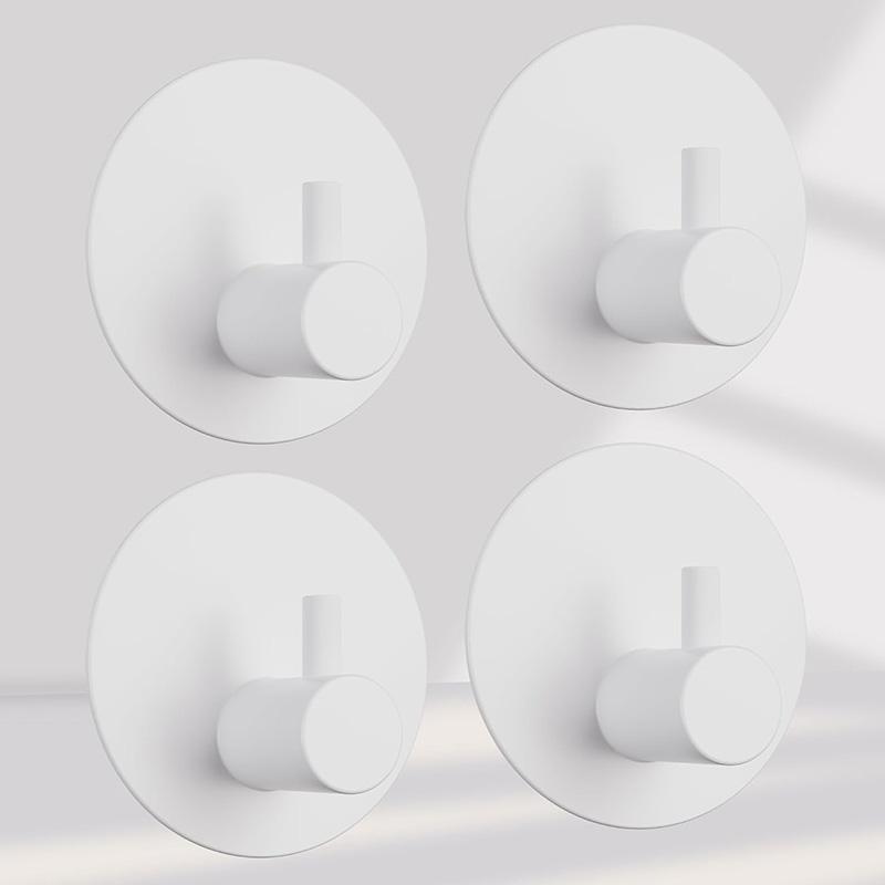 4Pcs Strong Self-Adhesive Wall Hooks Stainless steel Towel Hook Set Towel Rack Bathroom Kitchen Storage Holder Sticky Hooks