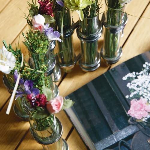 Dulton Link Tube Base, Silver, Test Tube Glass Vase for Flowers, Height 150mm, Width 65-310mm, Depth 35mm, CH03-V76SV