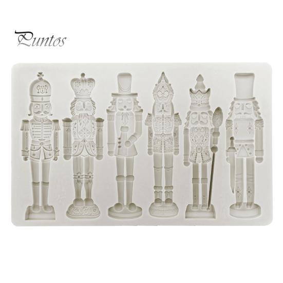 Holiday Crafting Molds Nutcracker Fondant Molds, Christmas Soldier Pattern Silicone Xmas Resin Baking Figurine Multicolor Cake Decor Mold for