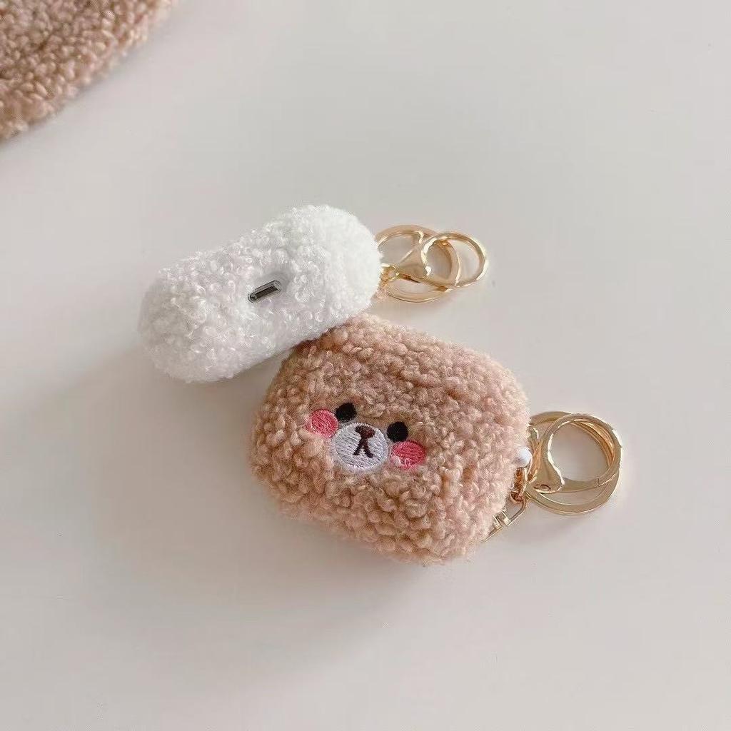 Cute Plush Teddy Bear Headphone Cover For Apple Airpods 4 3 2 1 and Airpods Pro2 3 Protective Case Against Falls
