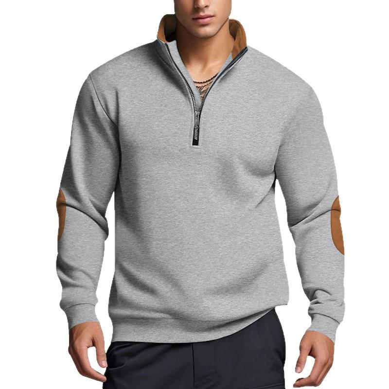 New Autumn and Winter Men's Casual Pullover Sweatshirt Zipper Stand Collar Solid Color Men's Jacket