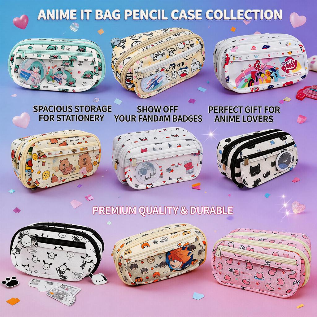 Hatsune Miku Pencil Case Cute Anime Cosplay Large Capacity Stationery Bag For School Student Multi Layer Makeup Storage Pouch
