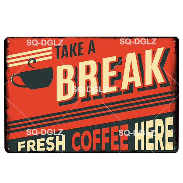 SQDGLZCOFFEE Menu Metal Sign Vintage Plaque Plate Decor For Pub Bar Wall Decor Break Coffee Tin Signs Retro Paris Cafe Poster
