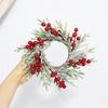 Mini Christmas Cabinet Wreath for Kitchen Red Berry Door Wreath with Bow for Farmhouse Holiday Xmas Party Decoration