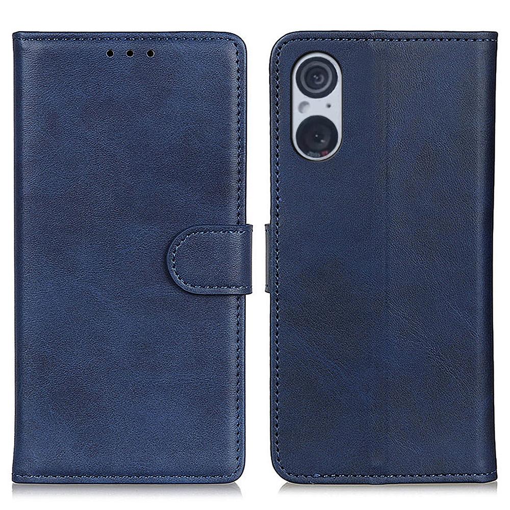 

Для Sony Xperia 5 V Шкіряний чохол для телефону Стійкий до подряпин Текстура коров ячої шкіри Гаманець Підставка Чохол Blue