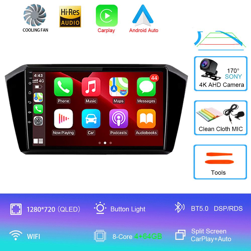 For VW Passat B8 2015 2016 2017 - 2020 Android 14 Car Radio Multimedia Player Autoradio GPS Navigation Wireless Carplay QLED 4G