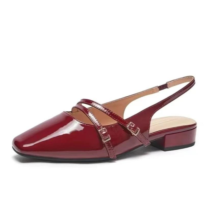 Fashion Women's Sandals High Heels Square Toe Shoes Woman Slippers Slingback New 2025 Summer Elegant Chunky Pumps Dress Buckle Sandalias