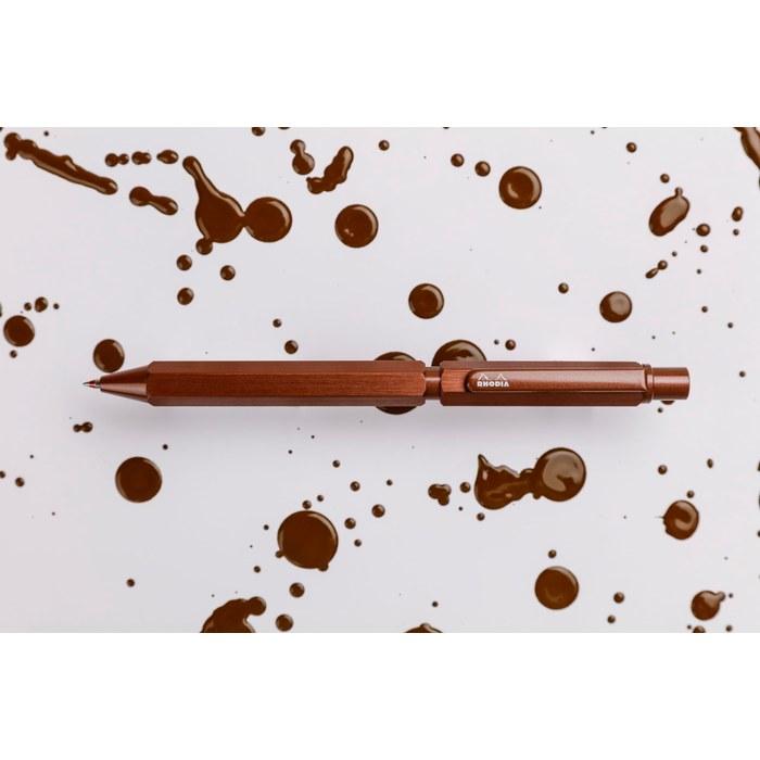 Rhodia Script Multipurpose Pen Marron BrownBallpoint Pen (0.5mm, Black & Red), Mechanical Pencil (0.5mm)Aluminum Body, Rotary Typecf9348