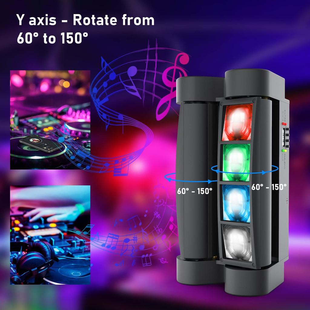 BETOPPER Moving Lights 8x3W RGBW LED Stage Lighting Disco Light Stage Light DMX512 7/13CH DJ Disco Light for Party Rotatable High Brightness Audio Syn