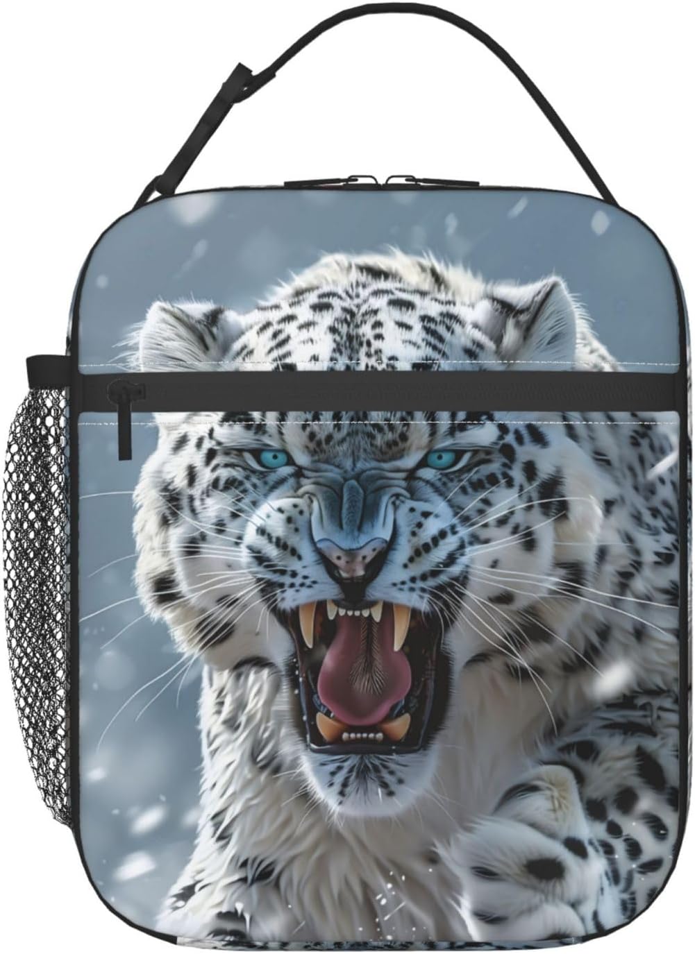 Cool Snow Leopard Insulated Lunch Box for Women Men Panther Lunch Bag for Travel,or Fishing Polyester Wildlife Lovers Lunch Box One Size