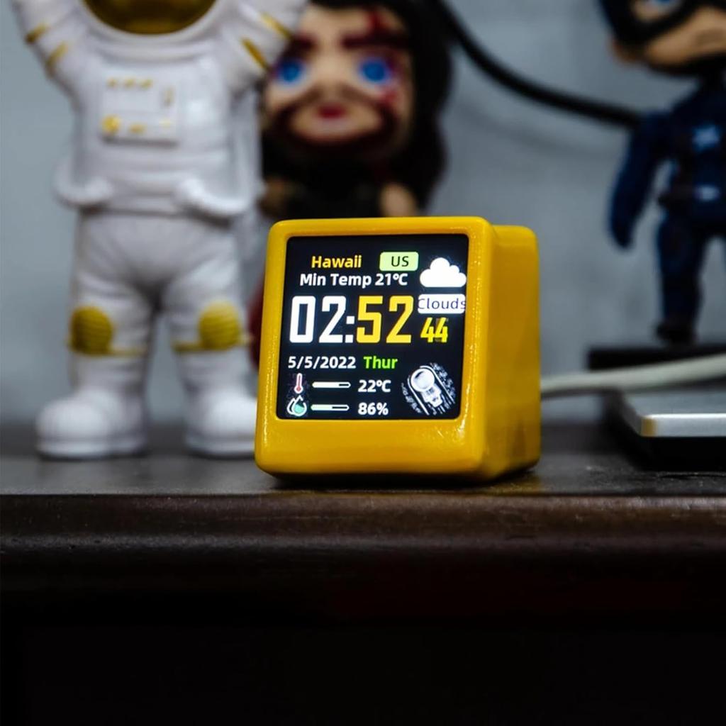 Smart Weather Station Mini WiFi Desktop Clock Weather Digital Clock Station with IPS LCD Screen Gadget for Decoration