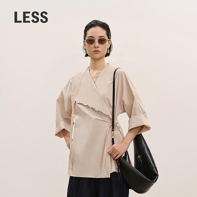 Less 2026 Spring Ruffle Collar Loose Straight Long Sleeve Shirt