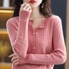 Women's Fashion Pure Wool Round Neck Cardigan - Versatile Autumn & Winter Cashmere Knitwear Sweater