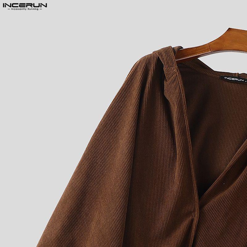INCERUN Autunno Inverno Uomo Mantello Irregolare con Cappuccio Top Ampi Larghi Cappotti a Mantella con Texture