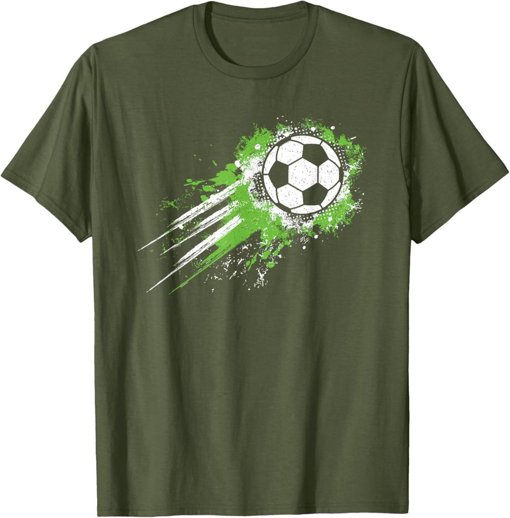Grunge Soccer Ball Splash Graphic Tee Breathable Cotton Short Sleeve Tshirt For Boys And Unisex